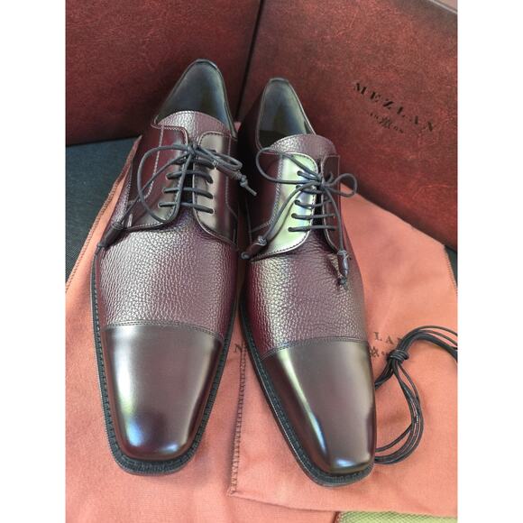 Mezlan Soka Deer Burgundy Classic Lace Up Cap Toe Calf Skin Shoes 12M main image 4